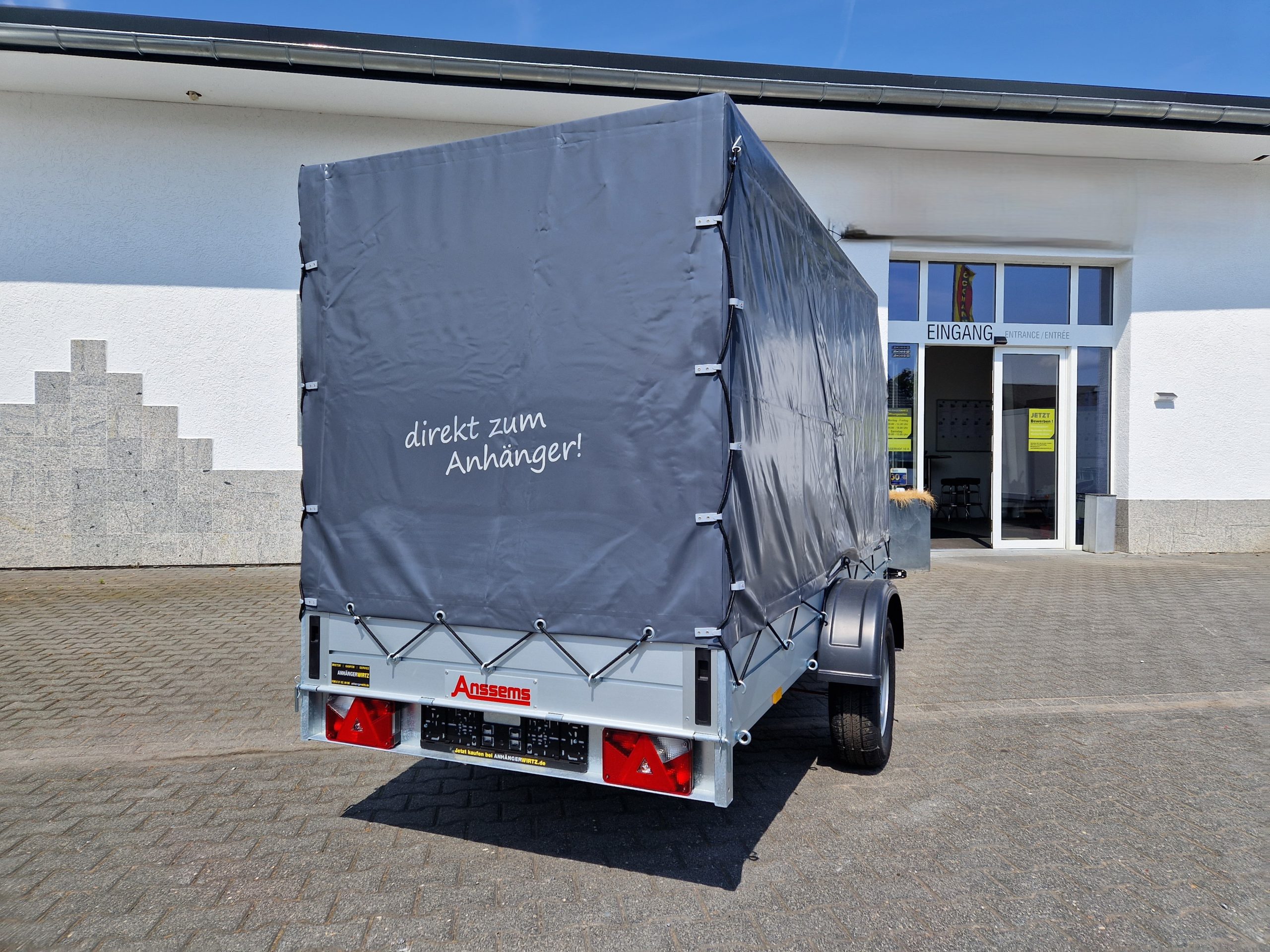 Aluliner Planen Anhänger GTB 1200 301x126x150cm +Hochplane grau schräg (M) 1200kg Aktion