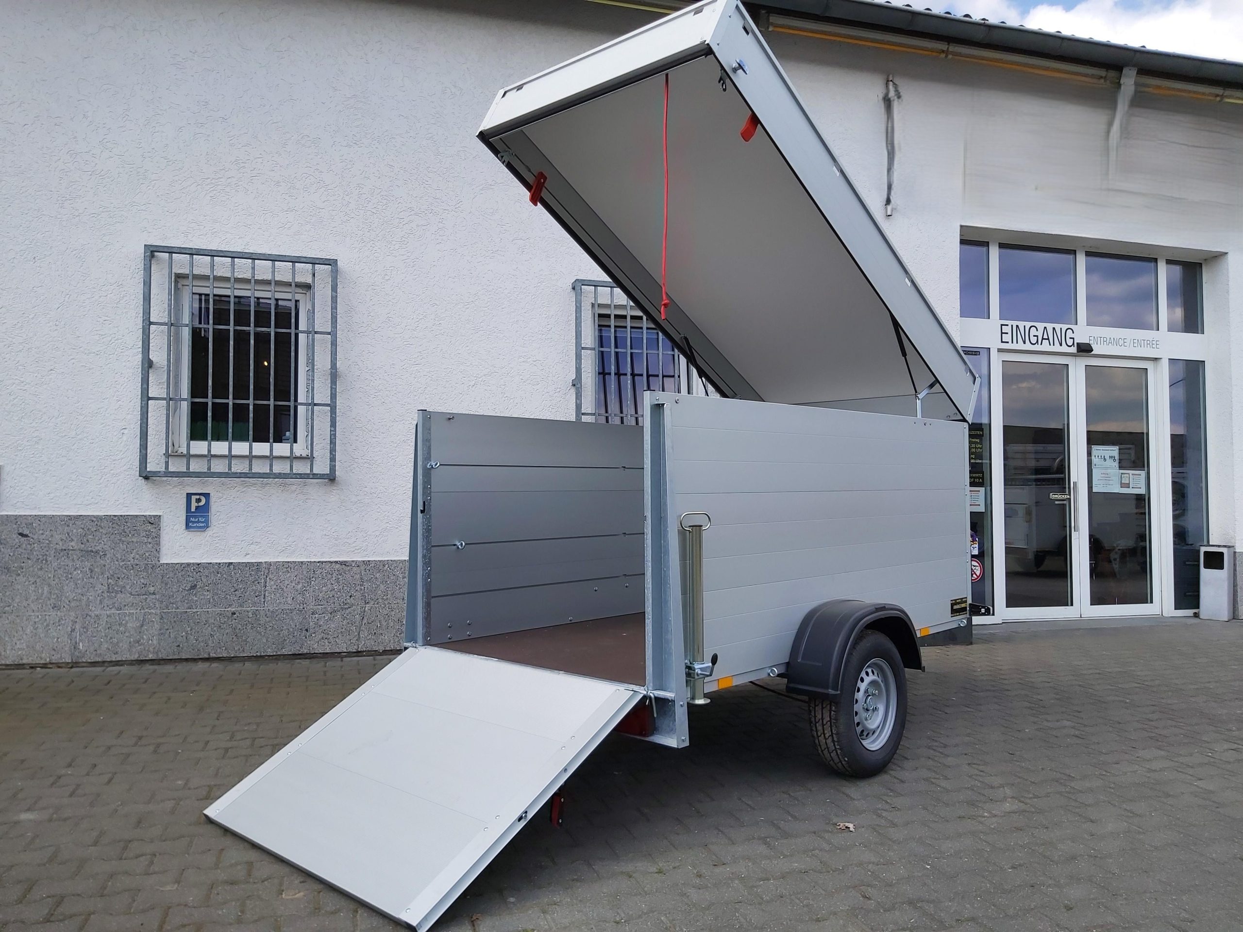 ALUBOXX Deckelanhänger GTB 1200 VT2 251x126x118cm Heckrampe (S) 1160kg Frühling Aktion