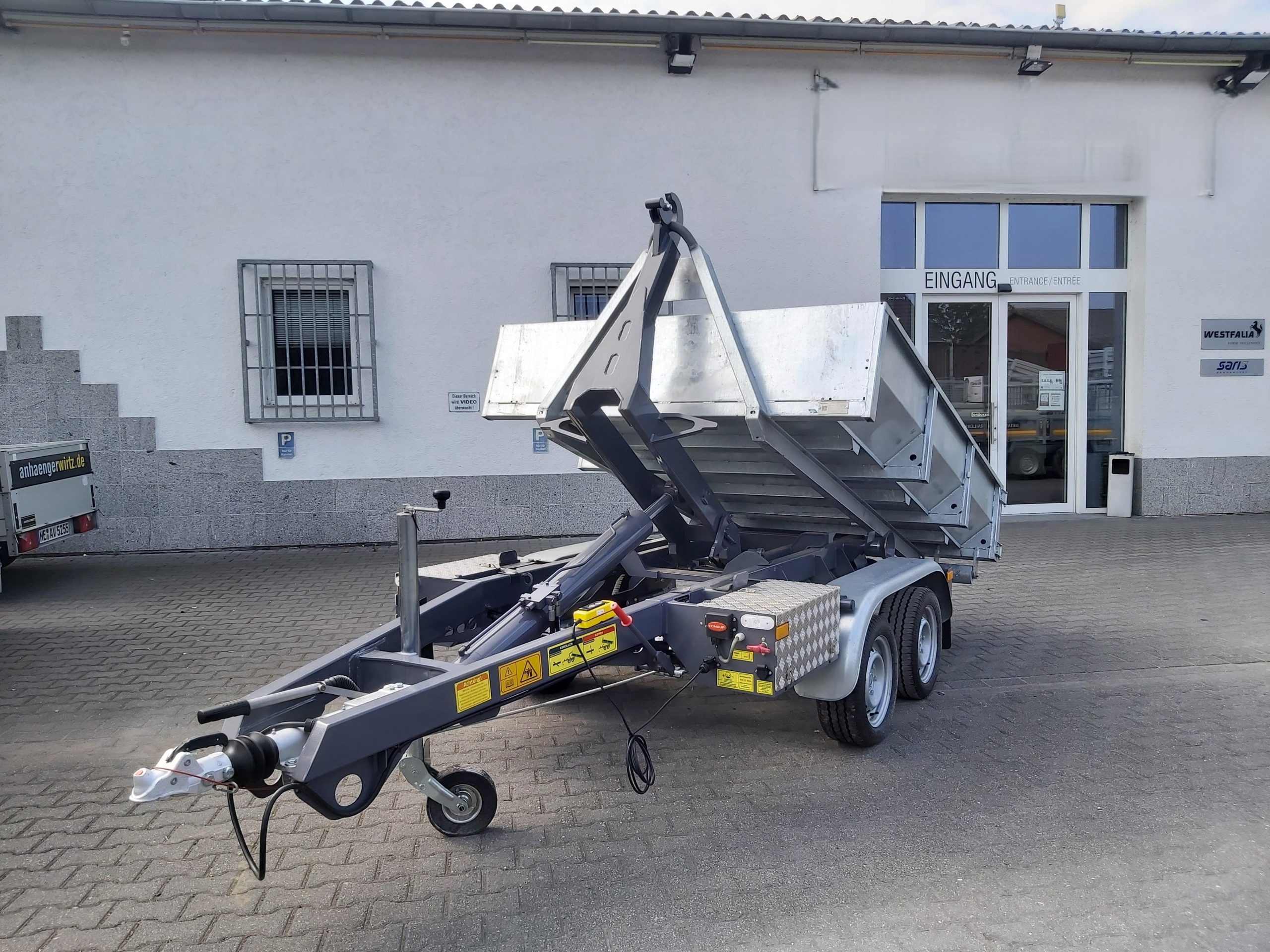 Hakenlift Anhänger Kipper KONOS 3500 elektro hydraulisch 3500kg mit Container Mulde