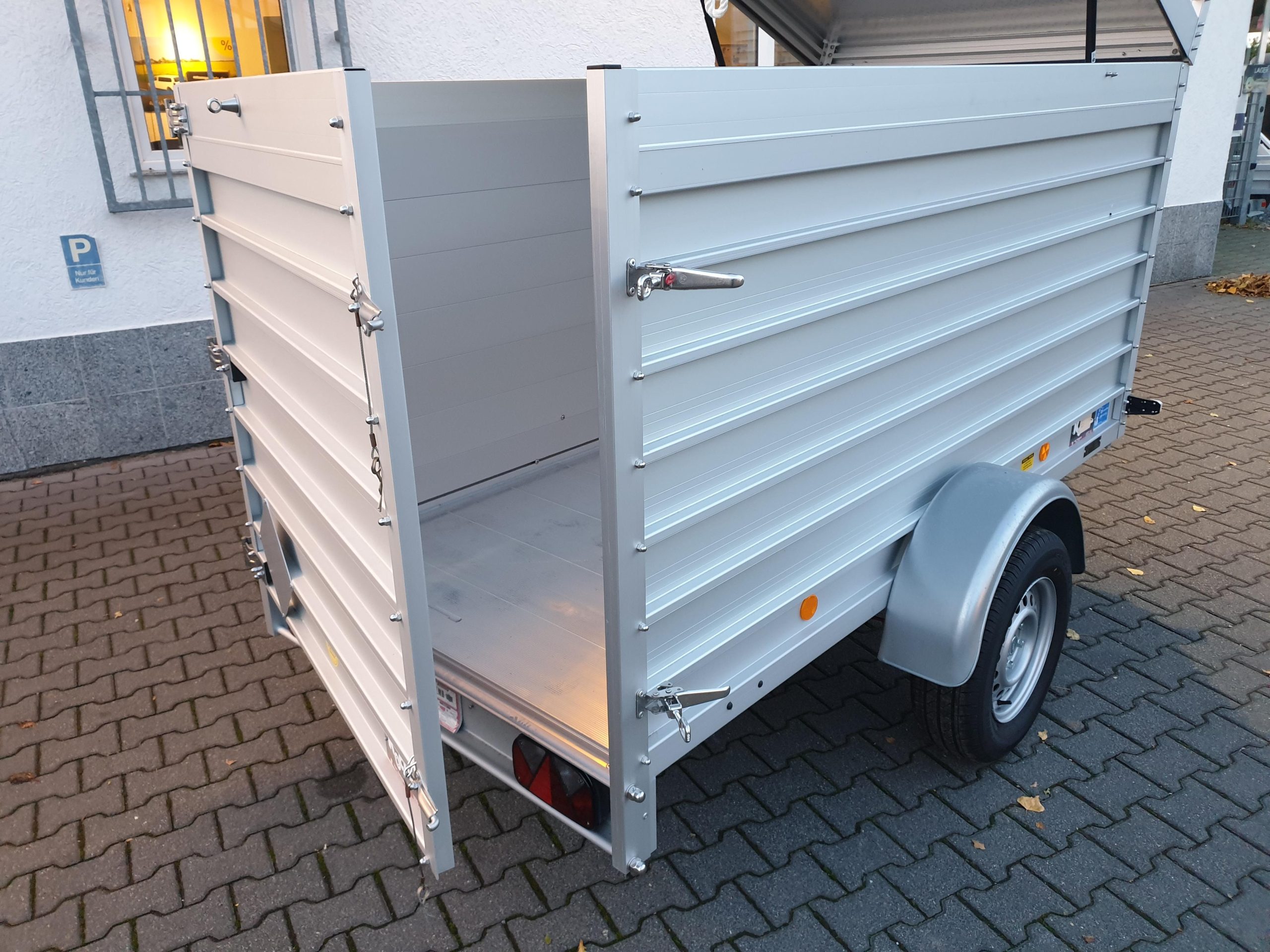 PKW Anhänger Koch Aluline 4.13 Deckel Hecktür Aluboden DV 250x125x125cm 1300kg 100 km/H