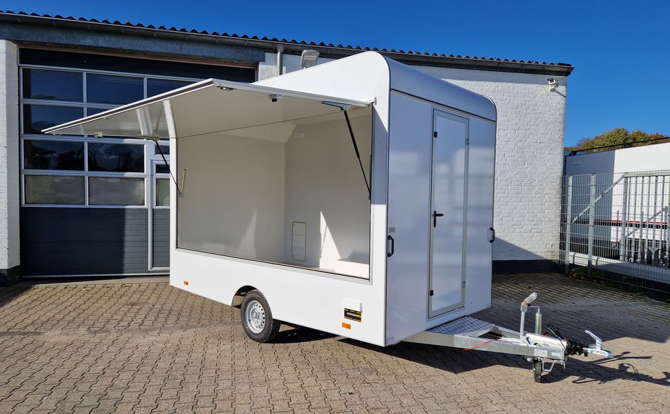 Verkaufsanhänger VK 360 200 aero retro 360cm 1 Verkaufsklappe 230 Volt Strom IL 1300kg Abverkauf