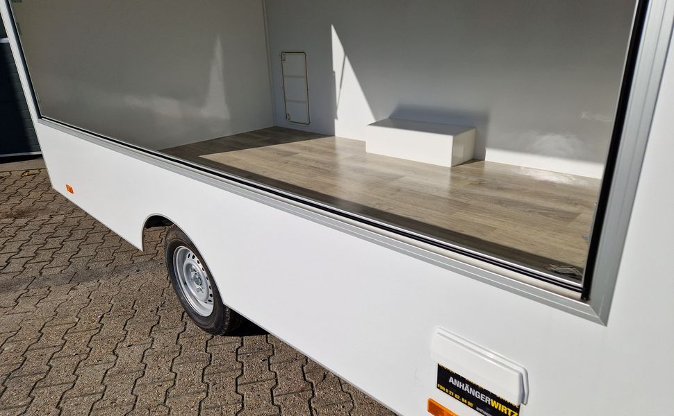 Verkaufsanhänger VK 360 200 aero retro 360cm 1 Verkaufsklappe 230 Volt Strom IL 1300kg Abverkauf