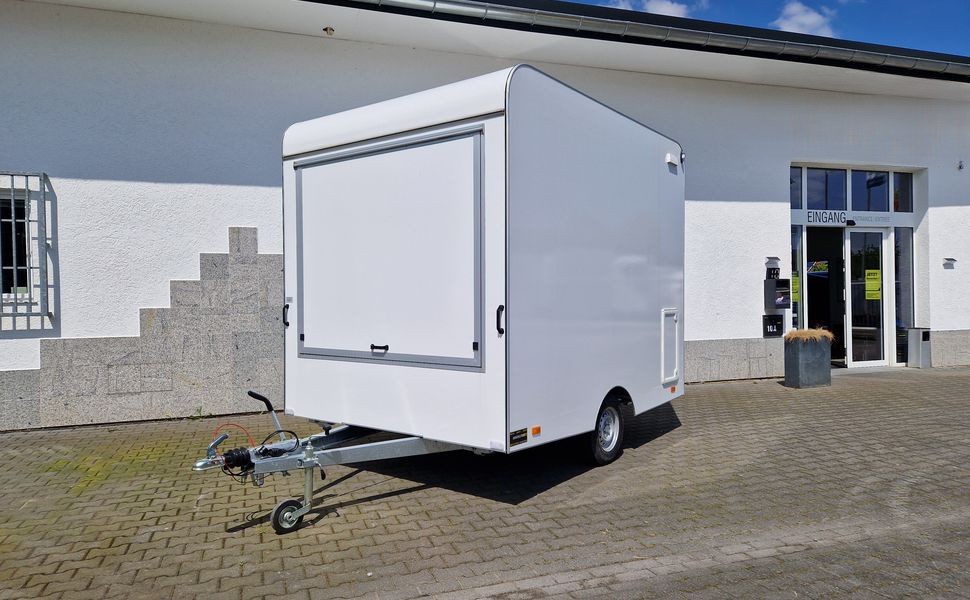 Verkaufsanhänger VK 300 220 aero retro 300x220x230cm extrabreit 2 Verkaufsklappen Hecktür 1300kg