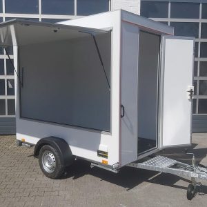 Verkaufsanhänger TFS Multi VK 250.01 250x150x200cm 1 Seitenklappe Tür 230V Strom 750kg 100kmH AKTION
