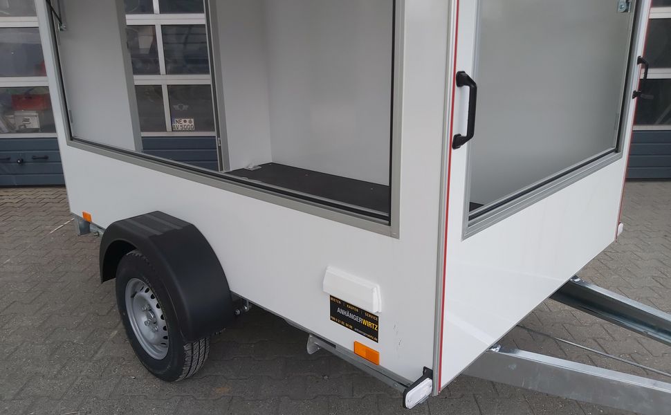 Verkaufsanhänger TFS Multi VK 250.02 250x150x200 2 Klappen Hecktür 230V IL Dachlüfter 100kmH 1300kg