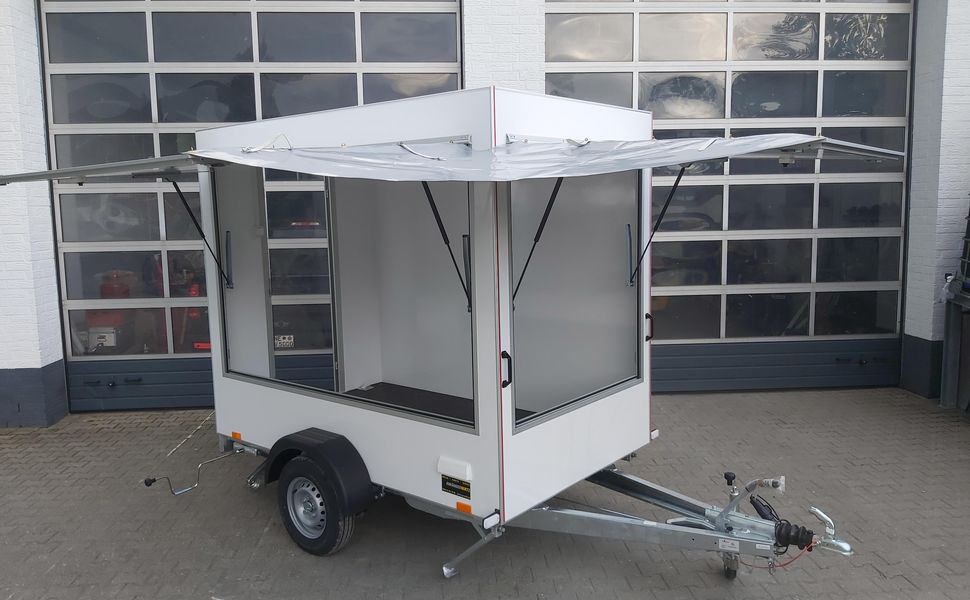 Verkaufsanhänger TFS Multi VK 250.02 250x150x200 2 Klappen Hecktür 230V IL Dachlüfter 100kmH 1300kg